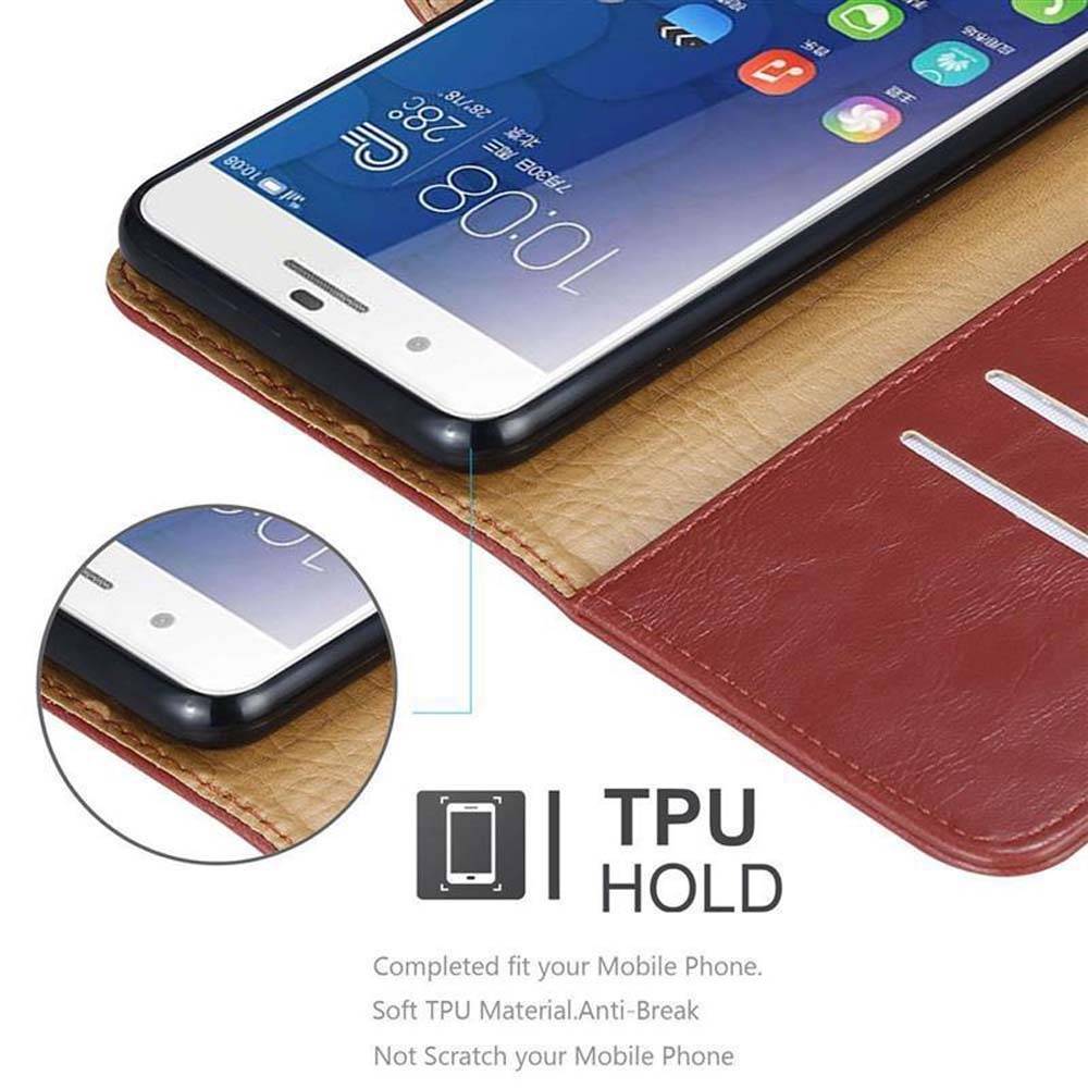 Cadorabo Hülle für Honor 6 PLUS Schutzhülle in Rot Handyhülle Book Tasche Case Etui Luxury