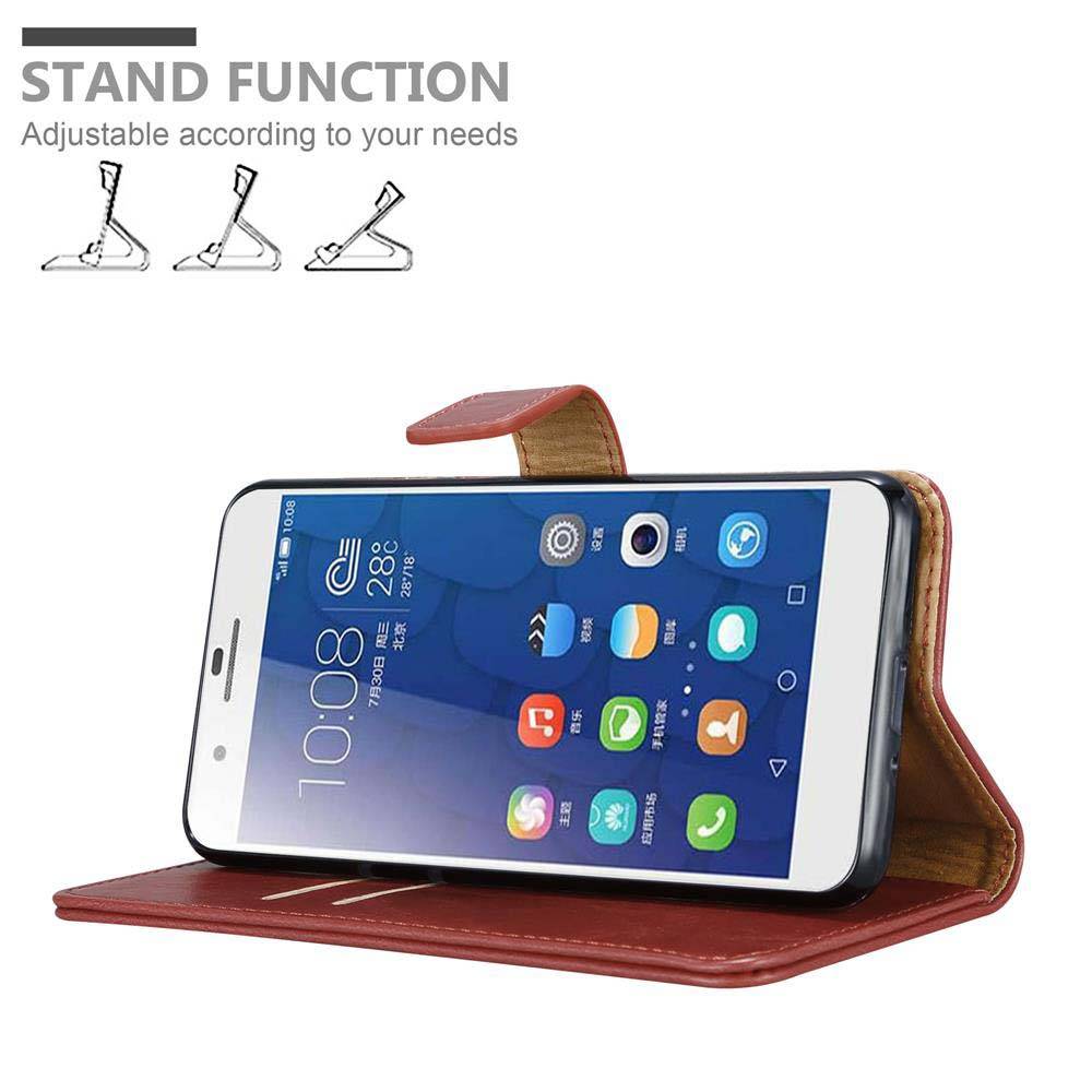 Cadorabo Hülle für Honor 6 PLUS Schutzhülle in Rot Handyhülle Book Tasche Case Etui Luxury