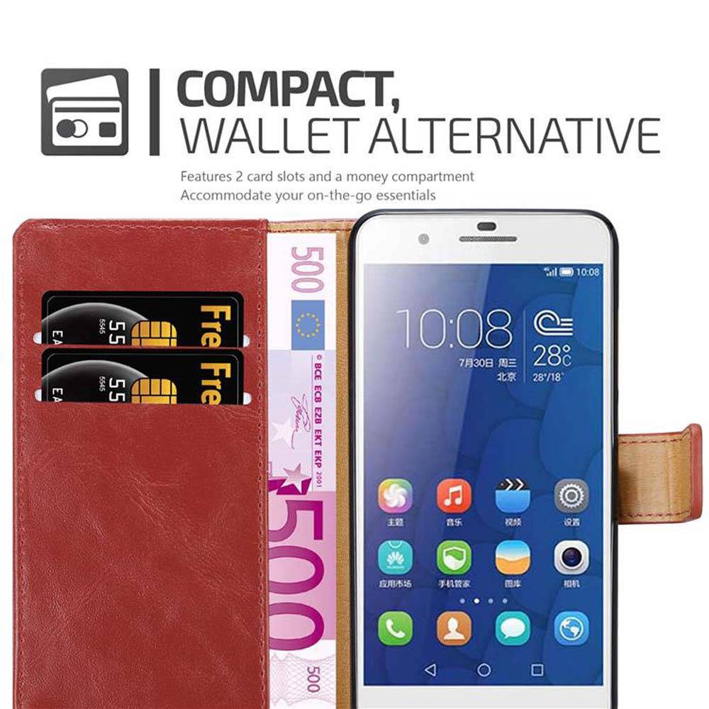 Cadorabo Hülle für Honor 6 PLUS Schutzhülle in Rot Handyhülle Book Tasche Case Etui Luxury