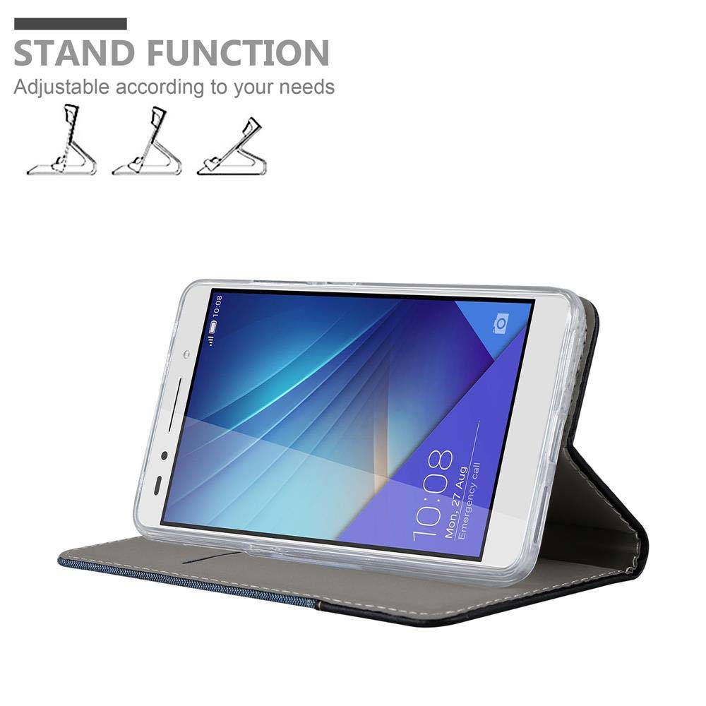 Cadorabo Hülle für Honor 7 Schutzhülle in Blau Handy Hülle Etui Book Case Cover