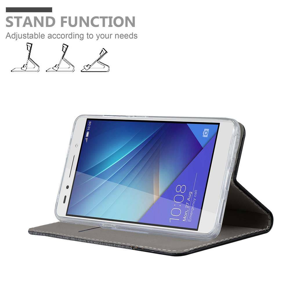 Cadorabo Hülle für Honor 7 Schutzhülle in Grau Handy Hülle Etui Book Case Cover