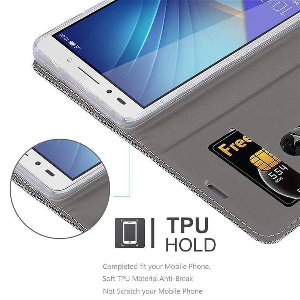 Cadorabo Hülle für Honor 7 Schutzhülle in Grau Handy Hülle Etui Book Case Cover