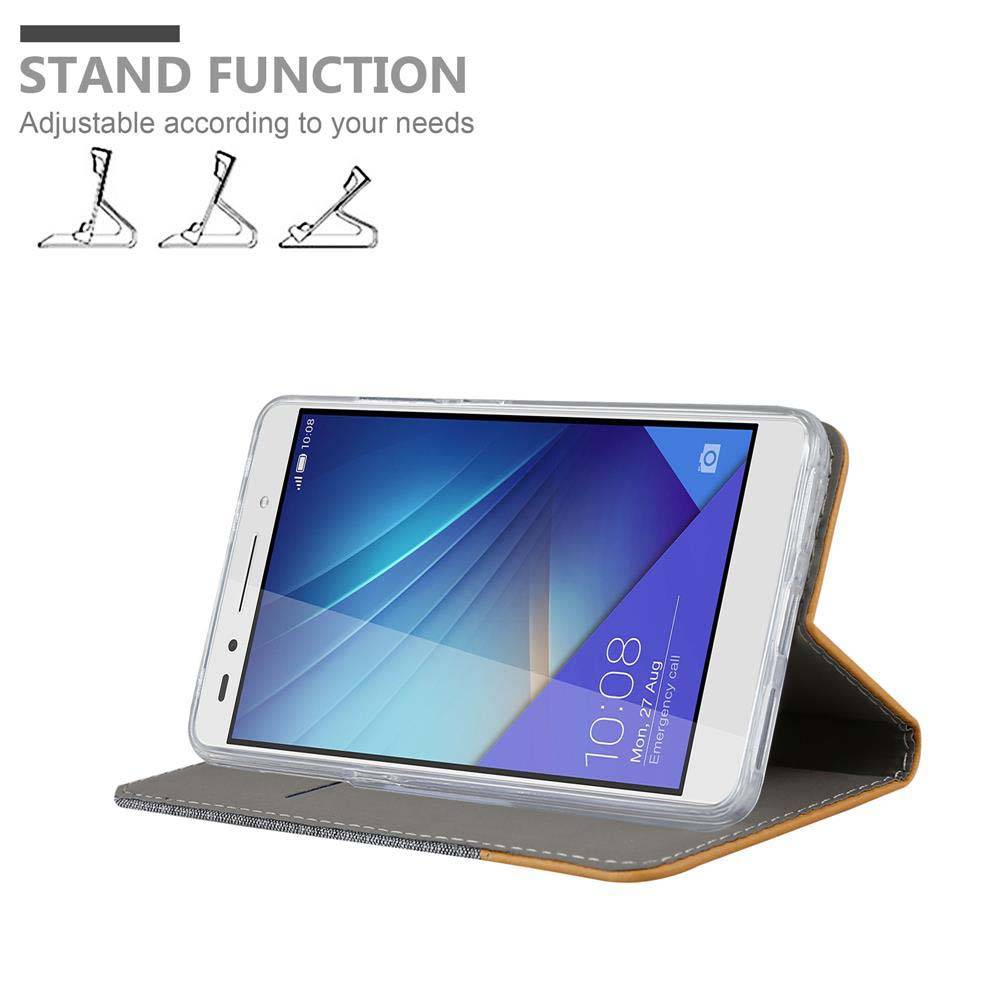 Cadorabo Hülle für Honor 7 Schutzhülle in Grau Handy Hülle Etui Book Case Cover