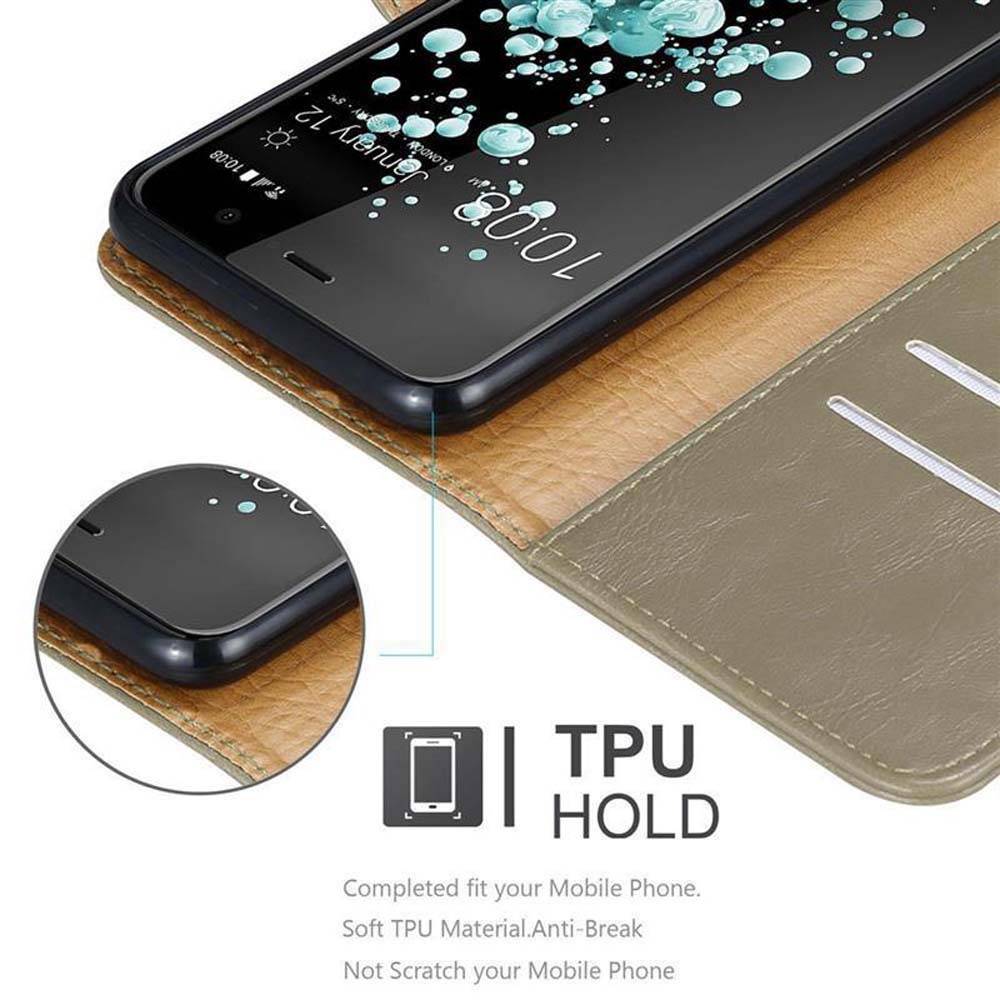 Cadorabo Hülle für HTC U PLAY Schutzhülle in Braun Handyhülle Book Tasche Case Etui Luxury