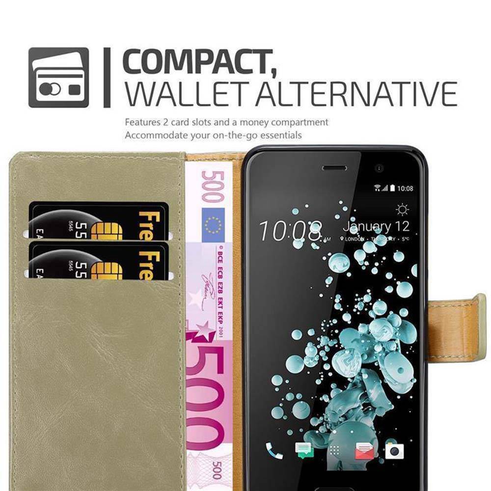 Cadorabo Hülle für HTC U PLAY Schutzhülle in Braun Handyhülle Book Tasche Case Etui Luxury