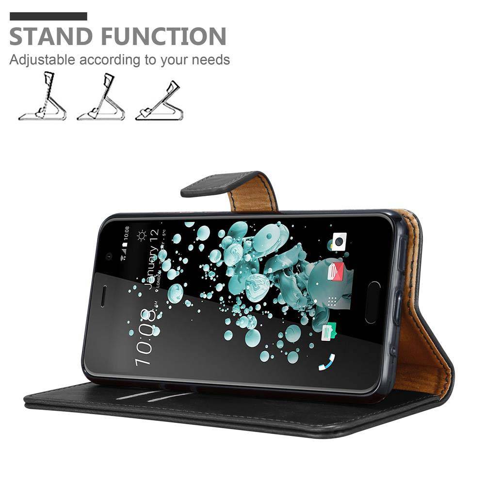 Cadorabo Hülle für HTC U PLAY Schutzhülle in Schwarz Handyhülle Book Tasche Case Etui Luxury