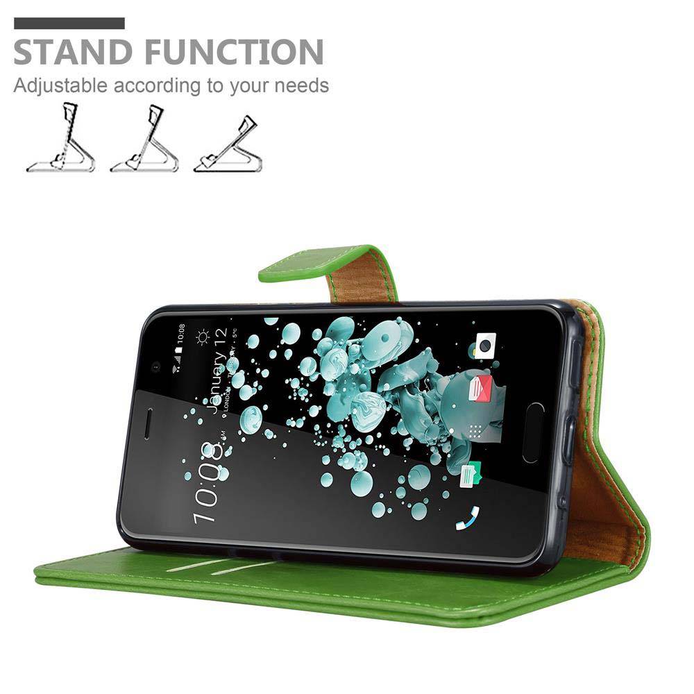Cadorabo Hülle für HTC U PLAY Schutzhülle in Grün Handyhülle Book Tasche Case Etui Luxury