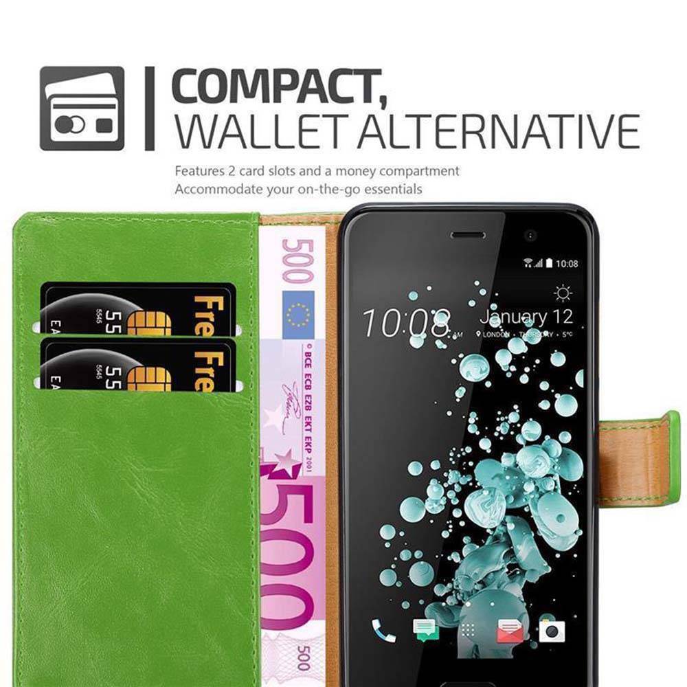 Cadorabo Hülle für HTC U PLAY Schutzhülle in Grün Handyhülle Book Tasche Case Etui Luxury
