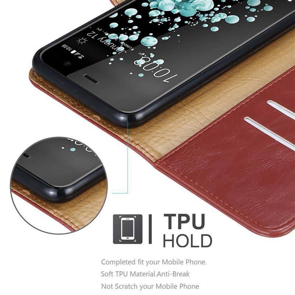 Cadorabo Hülle für HTC U PLAY Schutzhülle in Rot Handyhülle Book Tasche Case Etui Luxury