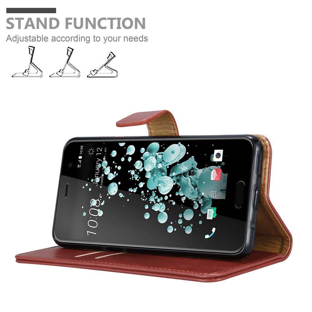 Cadorabo Hülle für HTC U PLAY Schutzhülle in Rot Handyhülle Book Tasche Case Etui Luxury