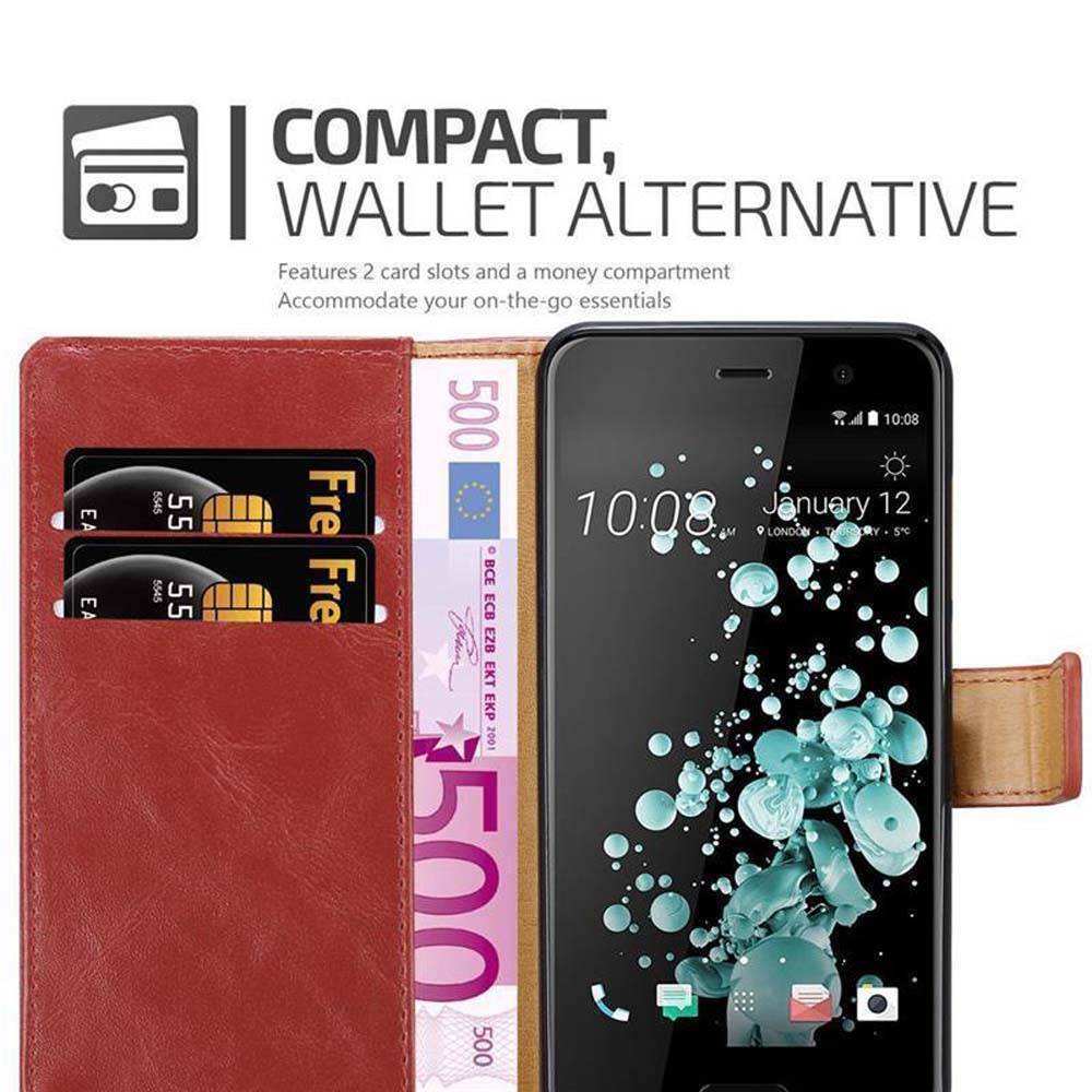 Cadorabo Hülle für HTC U PLAY Schutzhülle in Rot Handyhülle Book Tasche Case Etui Luxury