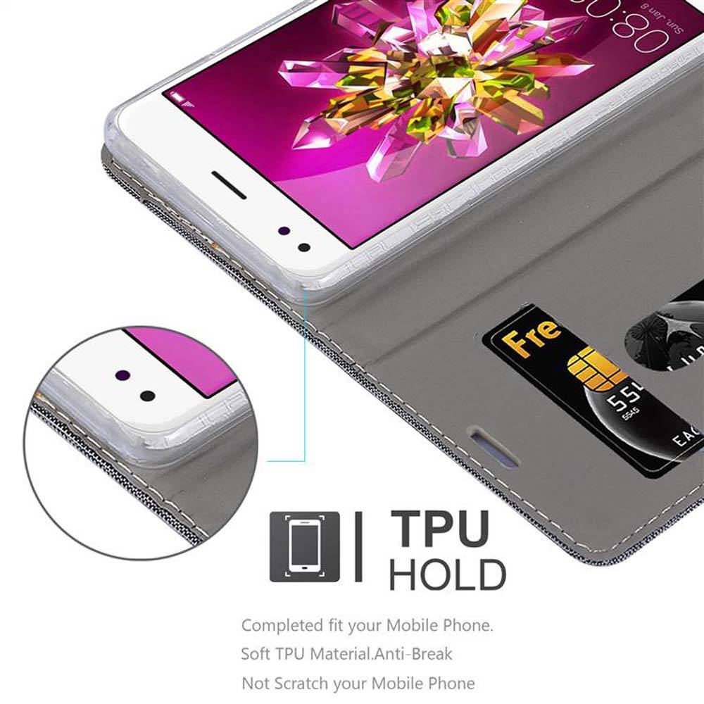 Cadorabo Hülle für Huawei Enjoy 7 Schutzhülle in Grau Handy Hülle Etui Book Case Cover