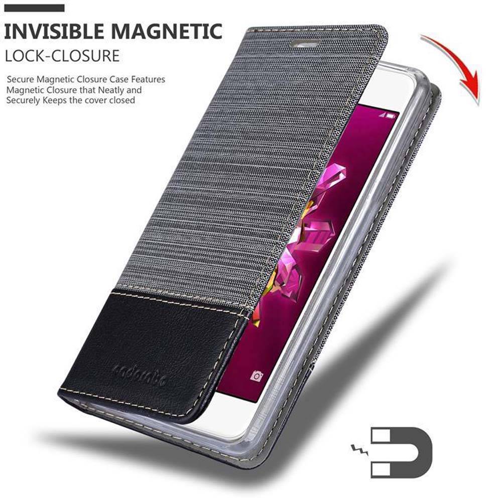 Cadorabo Hülle für Huawei Enjoy 7 Schutzhülle in Grau Handy Hülle Etui Book Case Cover