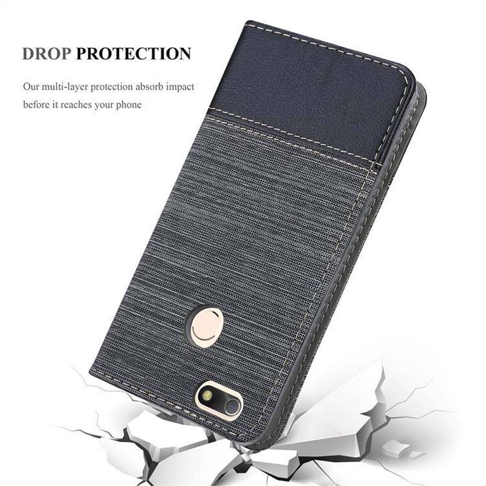 Cadorabo Hülle für Huawei Enjoy 7 Schutzhülle in Grau Handy Hülle Etui Book Case Cover
