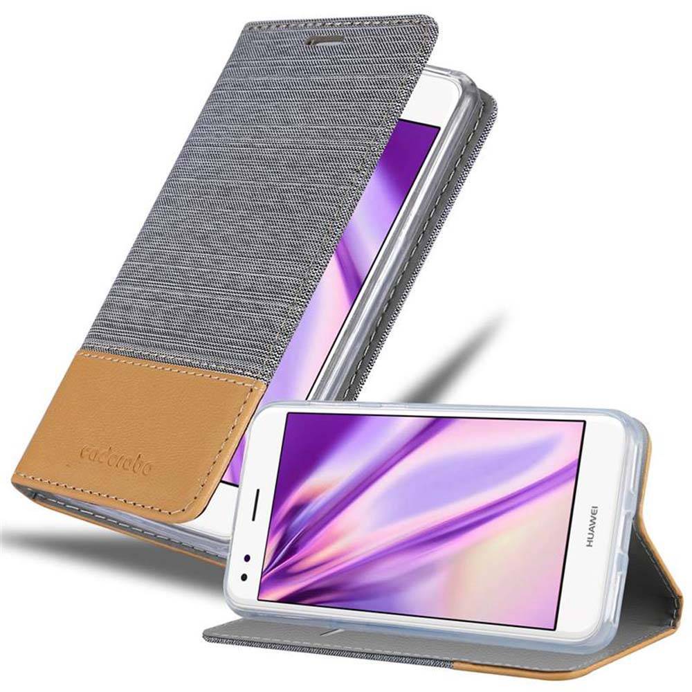 Cadorabo Hülle für Huawei Enjoy 7 Schutzhülle in Grau Handy Hülle Etui Book Case Cover