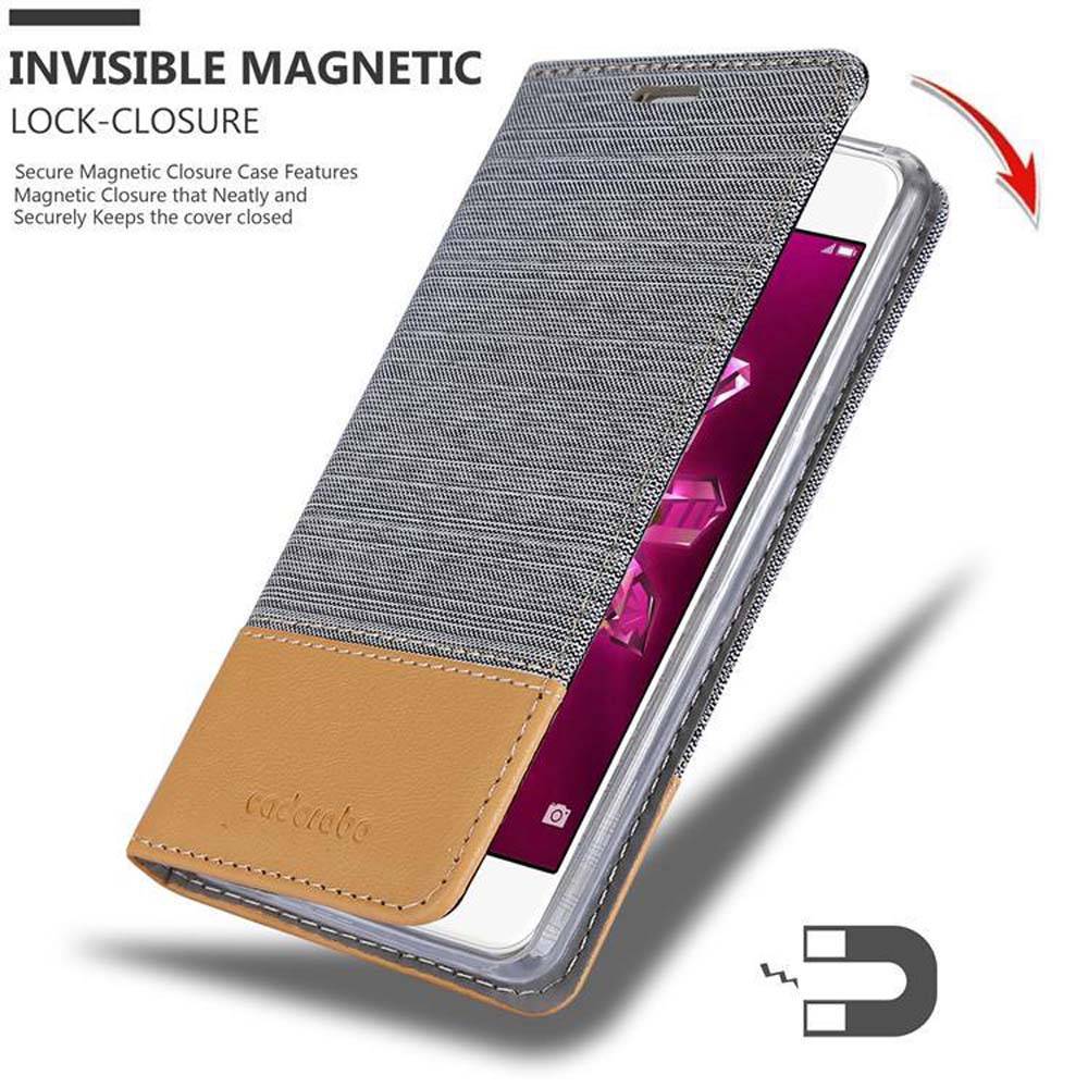 Cadorabo Hülle für Huawei Enjoy 7 Schutzhülle in Grau Handy Hülle Etui Book Case Cover