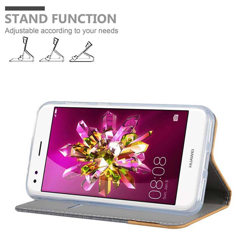 Cadorabo Hülle für Huawei Enjoy 7 Schutzhülle in Grau Handy Hülle Etui Book Case Cover