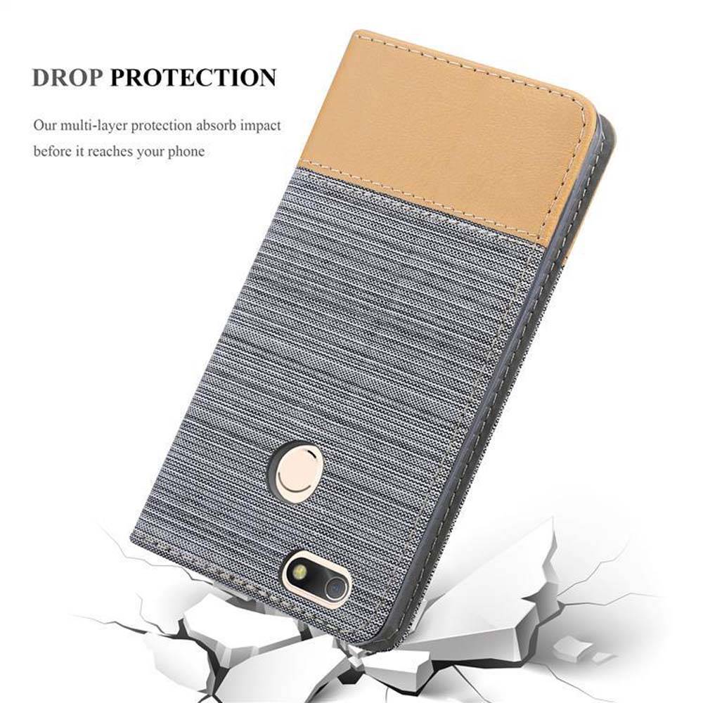 Cadorabo Hülle für Huawei Enjoy 7 Schutzhülle in Grau Handy Hülle Etui Book Case Cover