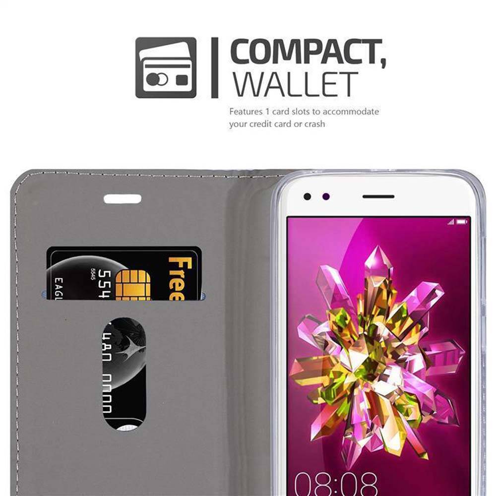 Cadorabo Hülle für Huawei Enjoy 7 Schutzhülle in Grau Handy Hülle Etui Book Case Cover