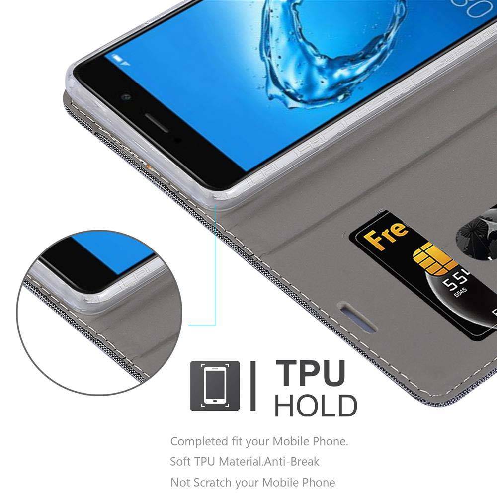 Cadorabo Hülle für Huawei Enjoy 7 PLUS Schutzhülle in Grau Handy Hülle Etui Book Case Cover