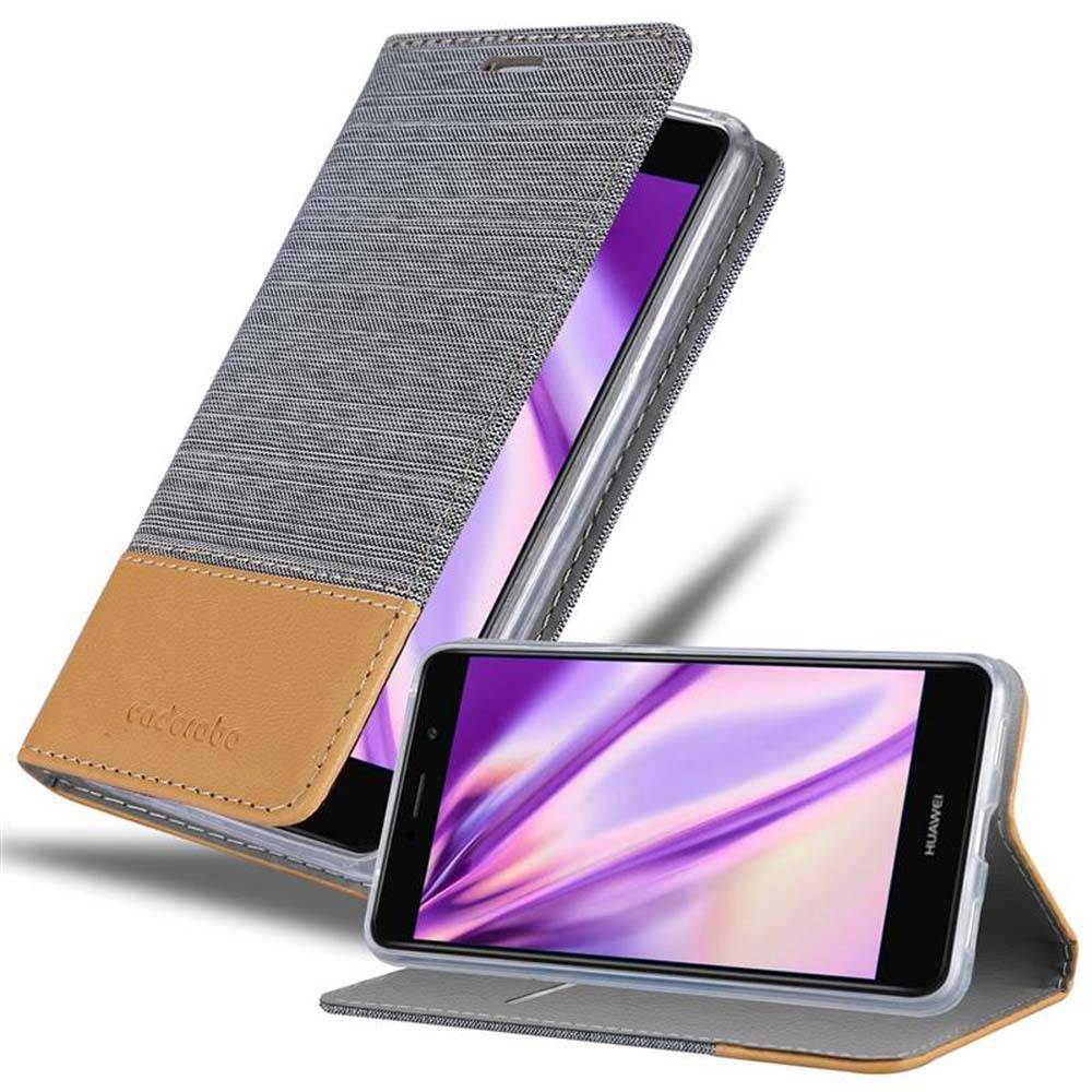 Cadorabo Hülle für Huawei Enjoy 7 PLUS Schutzhülle in Grau Handy Hülle Etui Book Case Cover