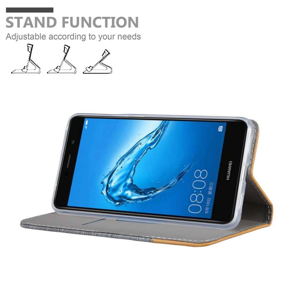 Cadorabo Hülle für Huawei Enjoy 7 PLUS Schutzhülle in Grau Handy Hülle Etui Book Case Cover