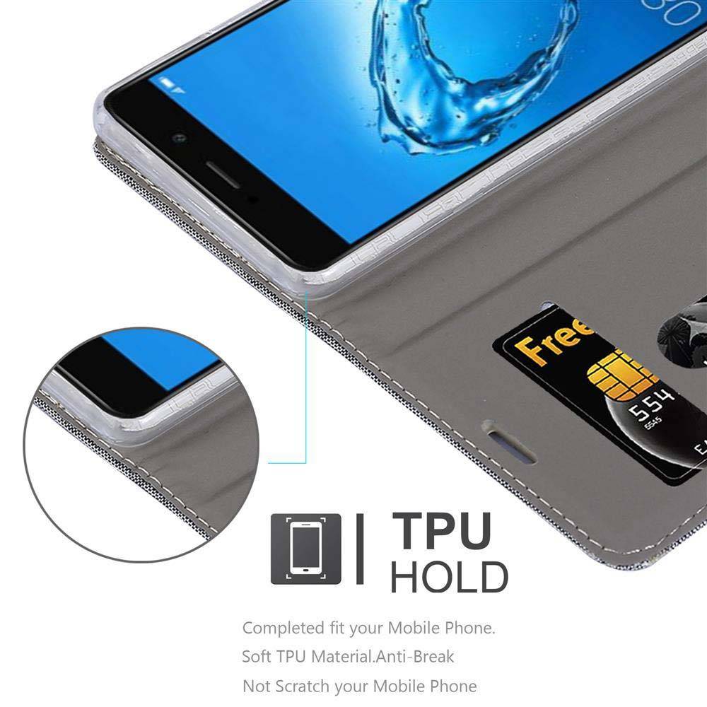 Cadorabo Hülle für Huawei Enjoy 7 PLUS Schutzhülle in Grau Handy Hülle Etui Book Case Cover
