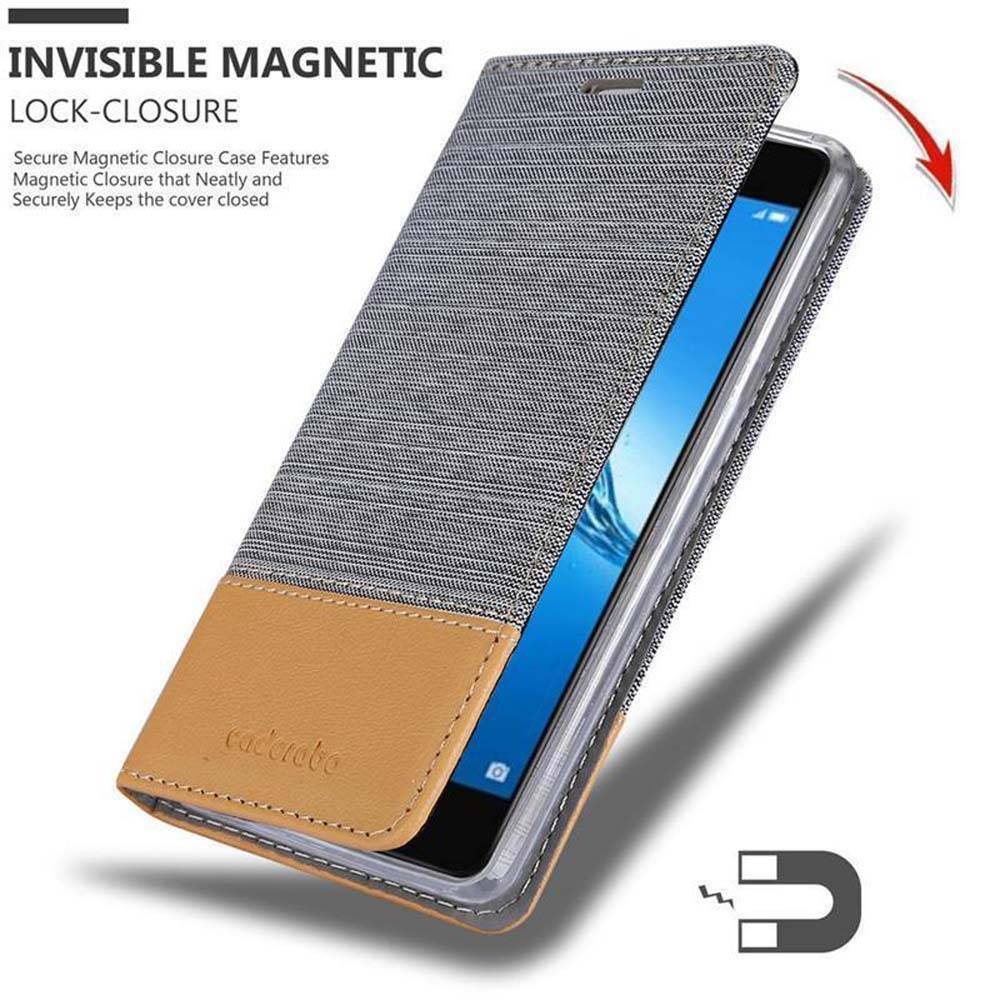 Cadorabo Hülle für Huawei Enjoy 7 PLUS Schutzhülle in Grau Handy Hülle Etui Book Case Cover