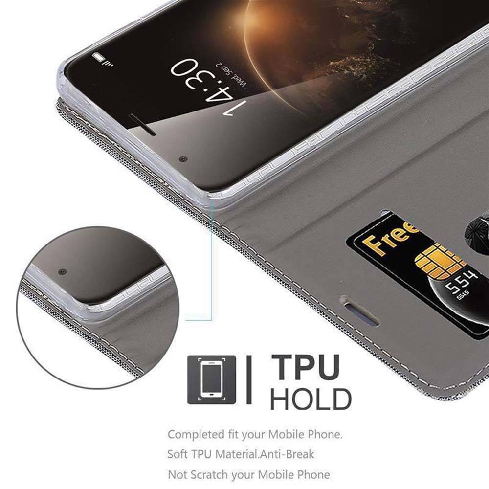 Cadorabo Hülle für Huawei ASCEND G7 PLUS / G8 / GX8 Schutzhülle in Grau Handy Hülle Etui Book Case Cover