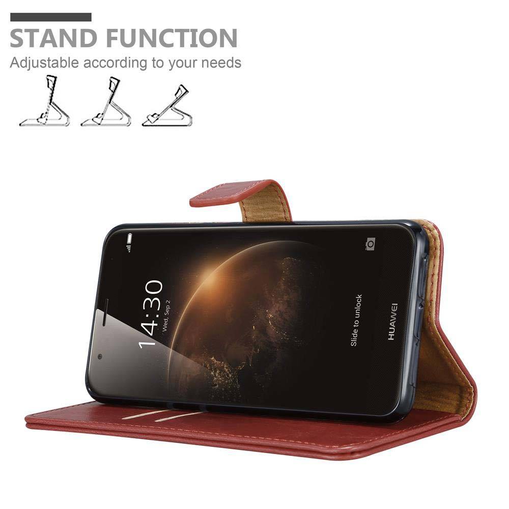 Cadorabo Hülle für Huawei ASCEND G7 PLUS / G8 / GX8 Schutzhülle in Rot Handyhülle Book Tasche Case Etui Luxury