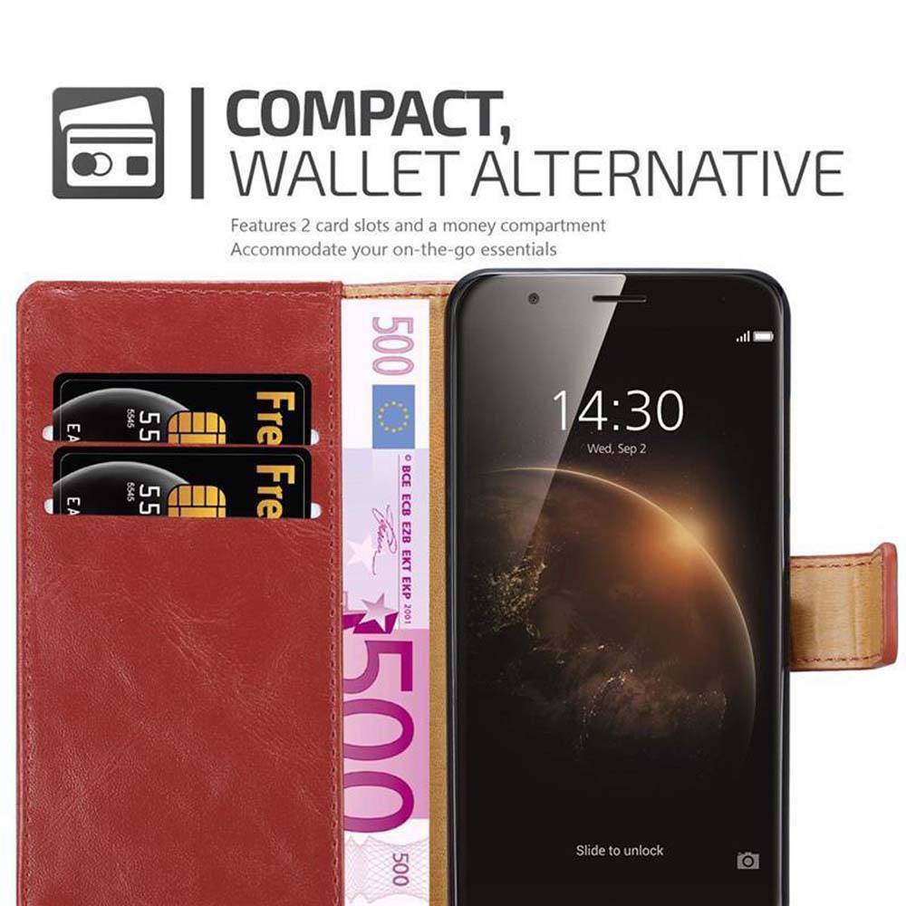 Cadorabo Hülle für Huawei ASCEND G7 PLUS / G8 / GX8 Schutzhülle in Rot Handyhülle Book Tasche Case Etui Luxury