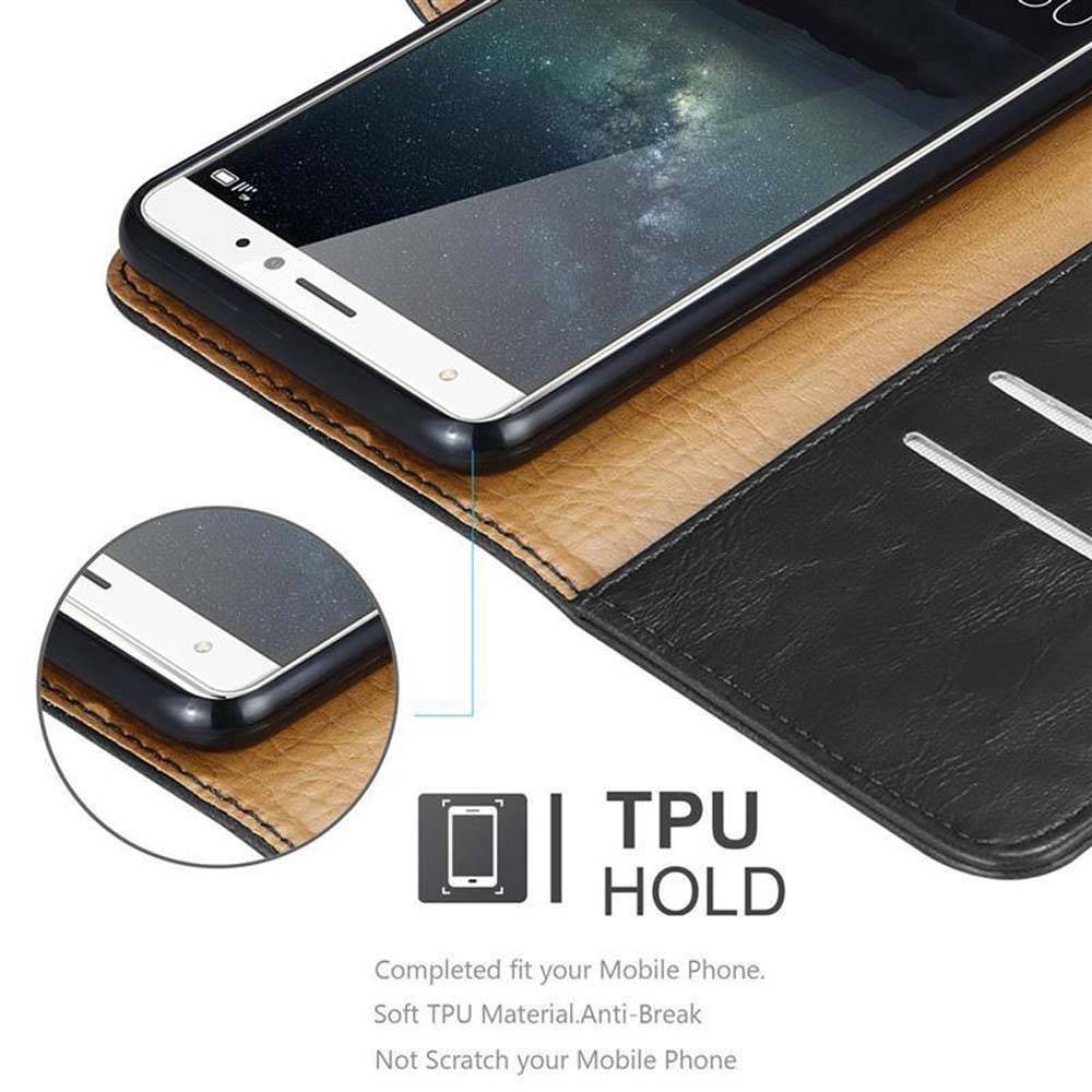 Cadorabo Hülle für Huawei MATE S Schutzhülle in Schwarz Handyhülle Book Tasche Case Etui Luxury
