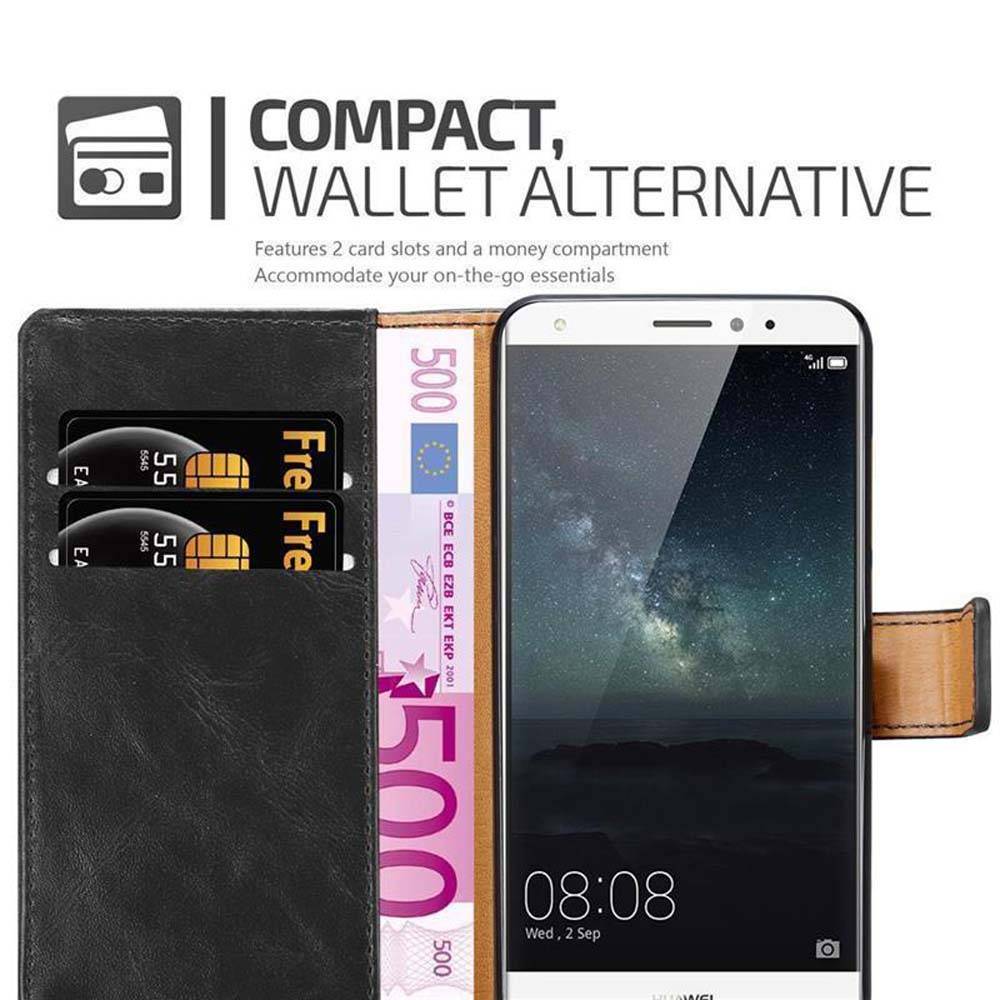 Cadorabo Hülle für Huawei MATE S Schutzhülle in Schwarz Handyhülle Book Tasche Case Etui Luxury