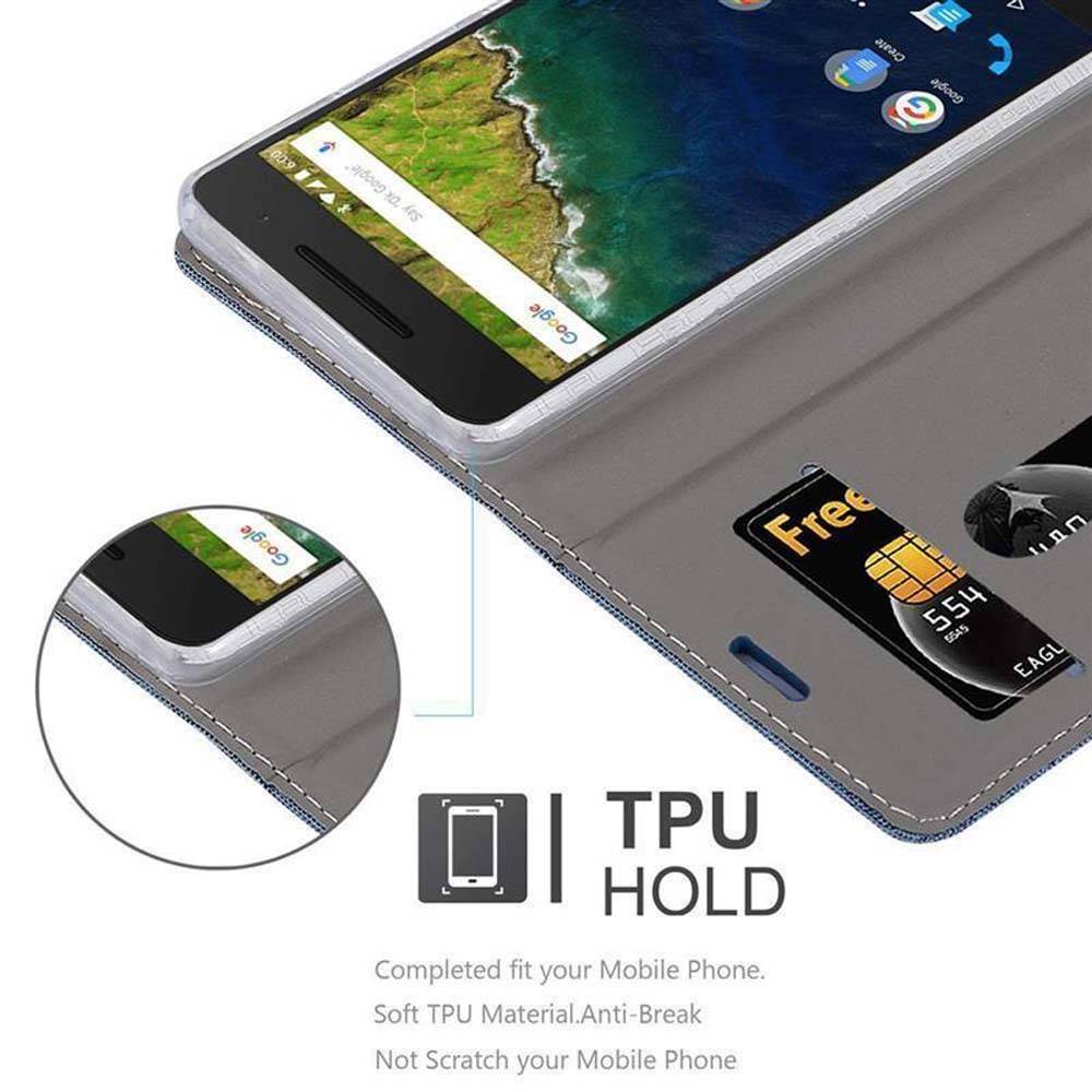 Cadorabo Hülle für Huawei Google NEXUS 6P Schutzhülle in Blau Handy Hülle Etui Book Case Cover