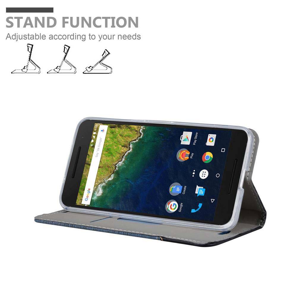 Cadorabo Hülle für Huawei Google NEXUS 6P Schutzhülle in Blau Handy Hülle Etui Book Case Cover