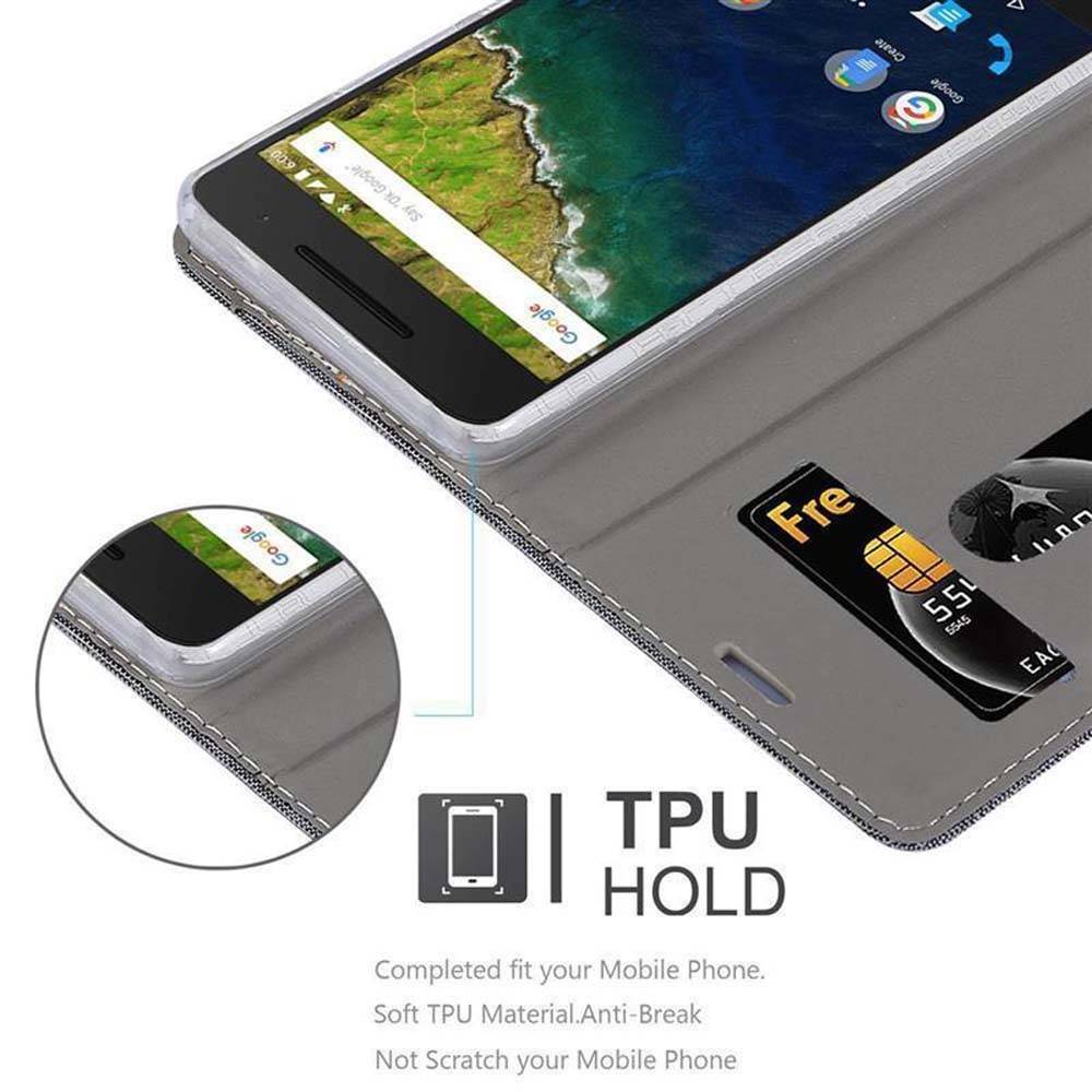 Cadorabo Hülle für Huawei Google NEXUS 6P Schutzhülle in Grau Handy Hülle Etui Book Case Cover