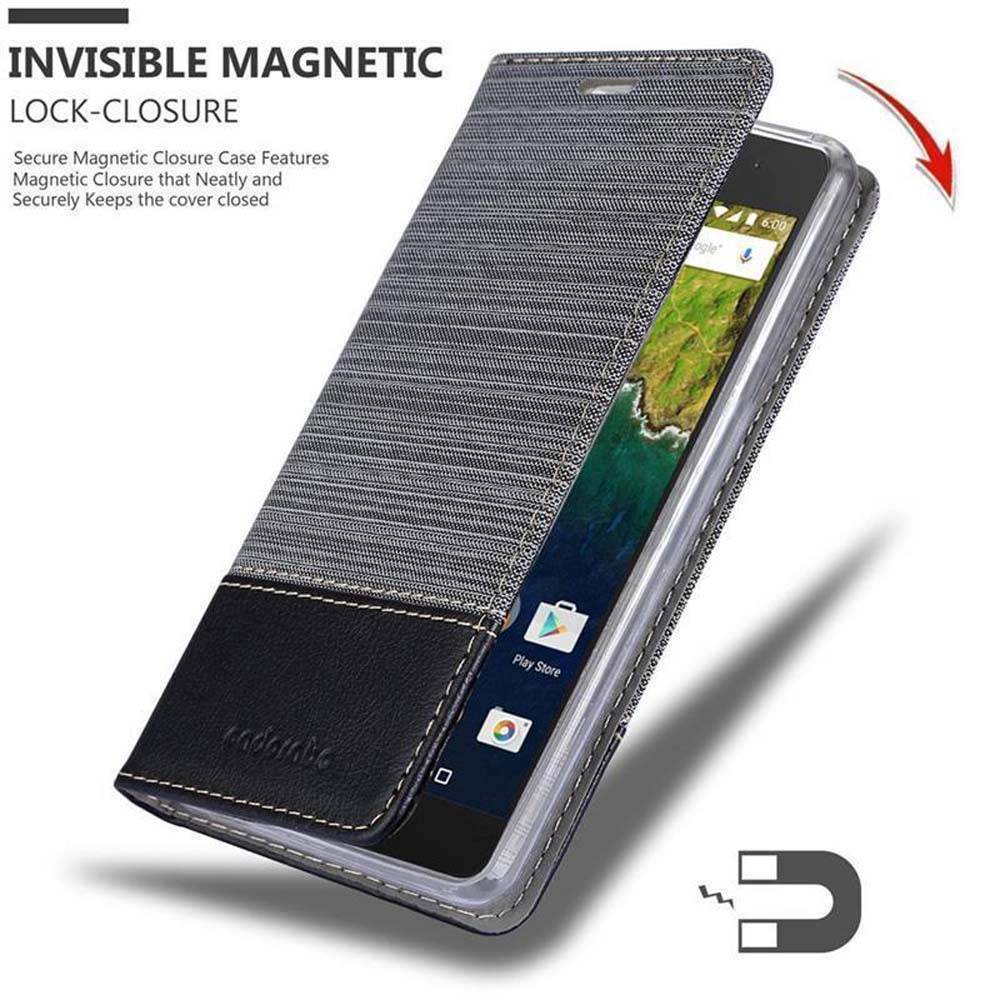 Cadorabo Hülle für Huawei Google NEXUS 6P Schutzhülle in Grau Handy Hülle Etui Book Case Cover