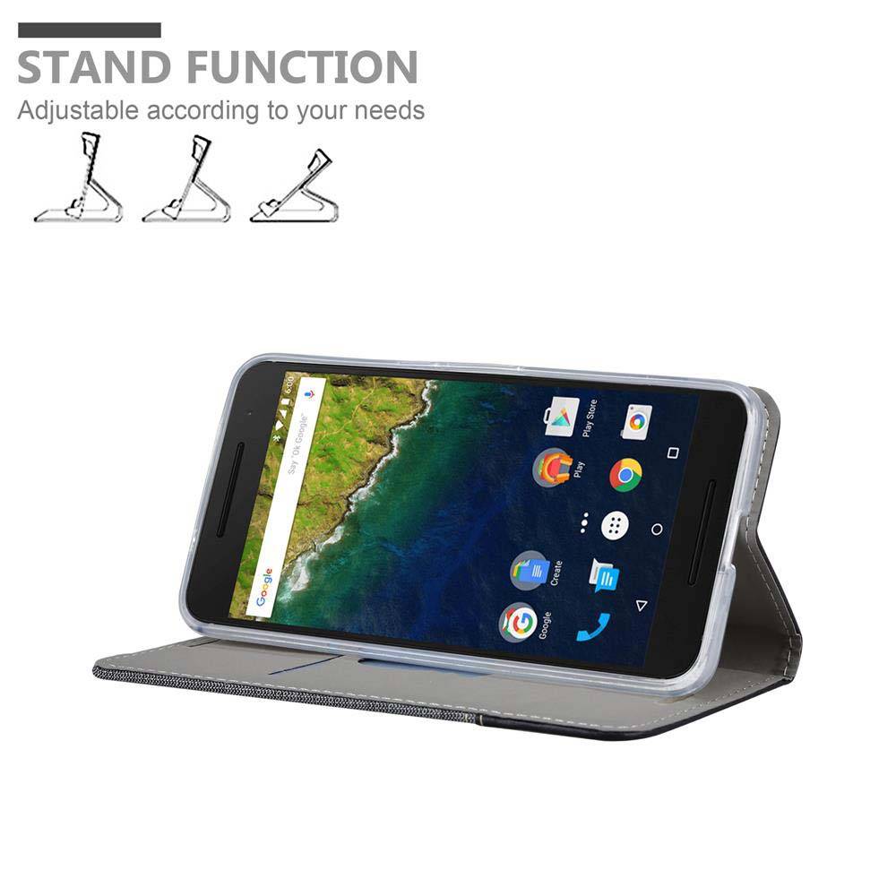 Cadorabo Hülle für Huawei Google NEXUS 6P Schutzhülle in Grau Handy Hülle Etui Book Case Cover