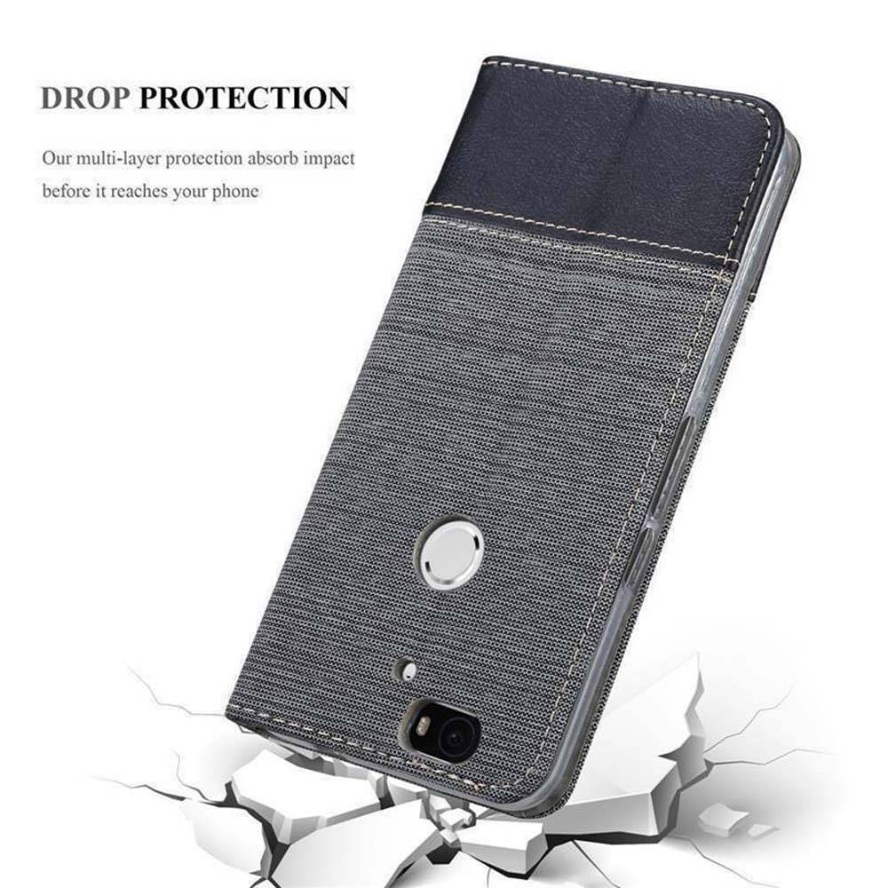 Cadorabo Hülle für Huawei Google NEXUS 6P Schutzhülle in Grau Handy Hülle Etui Book Case Cover