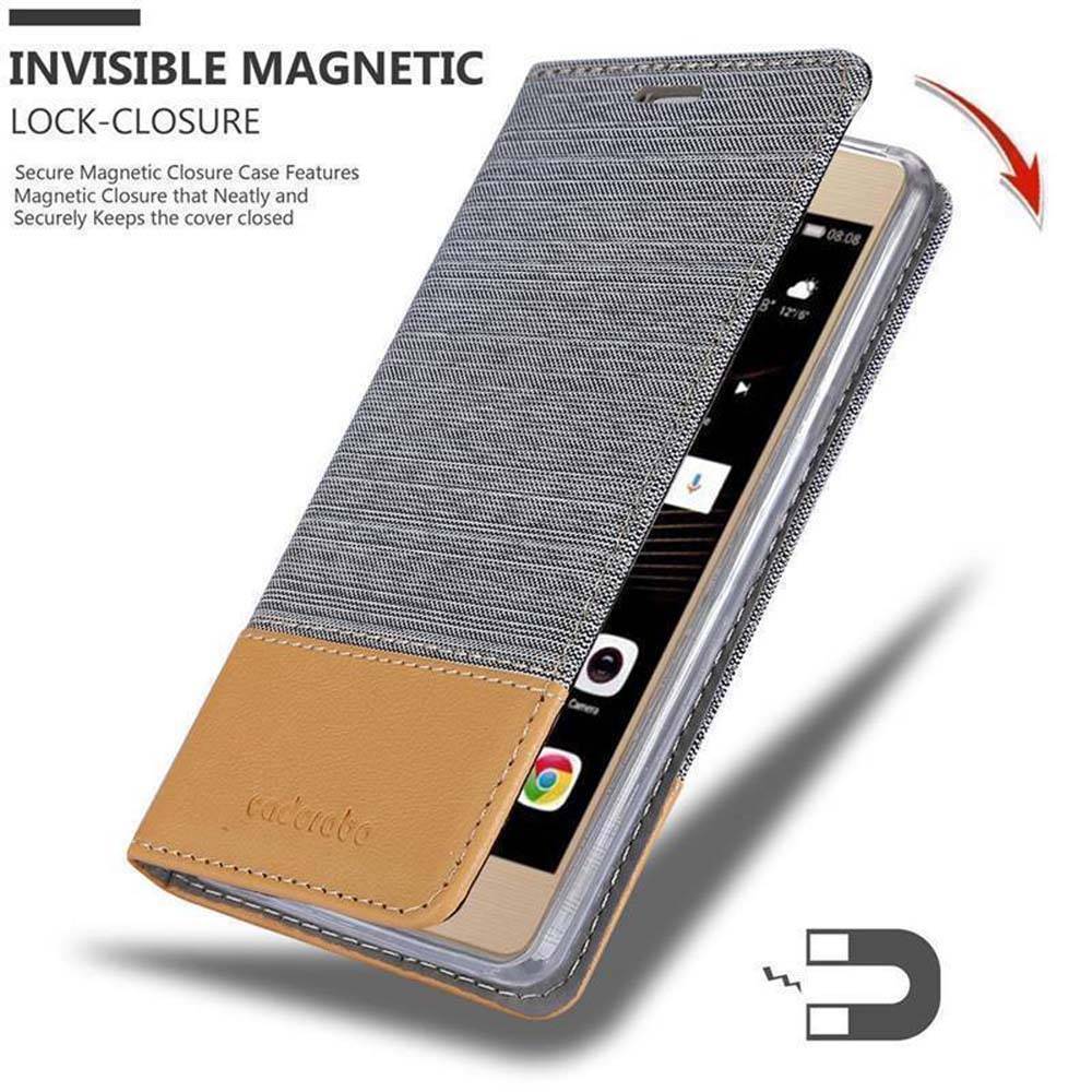 Cadorabo Hülle für Huawei P8 MAX Schutzhülle in Grau Handy Hülle Etui Book Case Cover