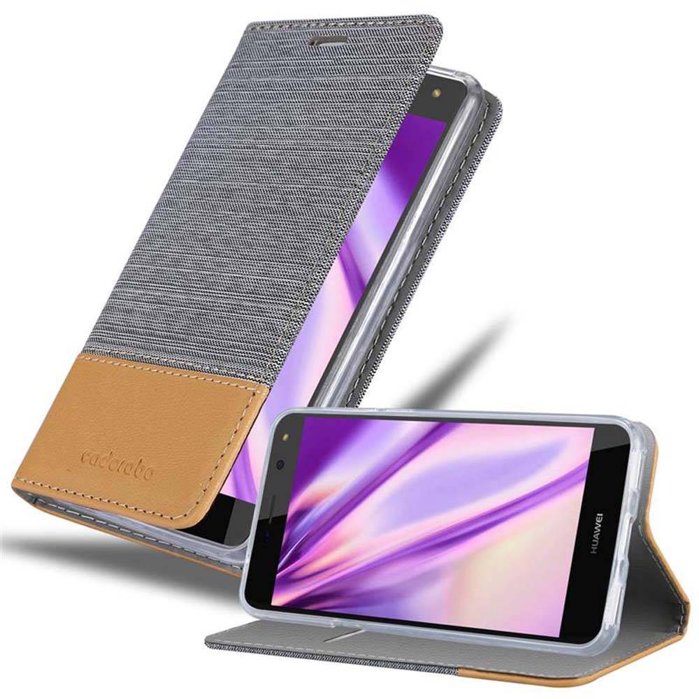 Cadorabo Hülle für Huawei Y5 2017 / Y6 2017 Schutzhülle in Grau Handy Hülle Etui Book Case Cover