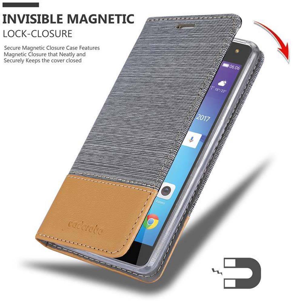 Cadorabo Hülle für Huawei Y5 2017 / Y6 2017 Schutzhülle in Grau Handy Hülle Etui Book Case Cover