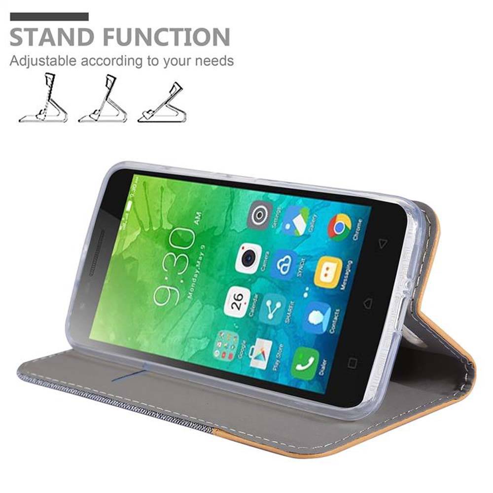 Cadorabo Hülle für Lenovo C2 Schutzhülle in Grau Handy Hülle Etui Book Case Cover