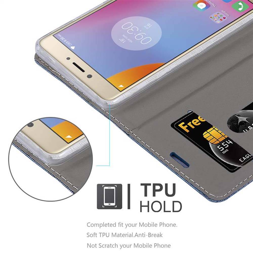 Cadorabo Hülle für Lenovo K6 NOTE Schutzhülle in Blau Handy Hülle Etui Book Case Cover