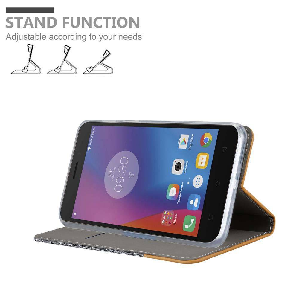 Cadorabo Hülle für Lenovo K6 / K6 POWER Schutzhülle in Grau Handy Hülle Etui Book Case Cover