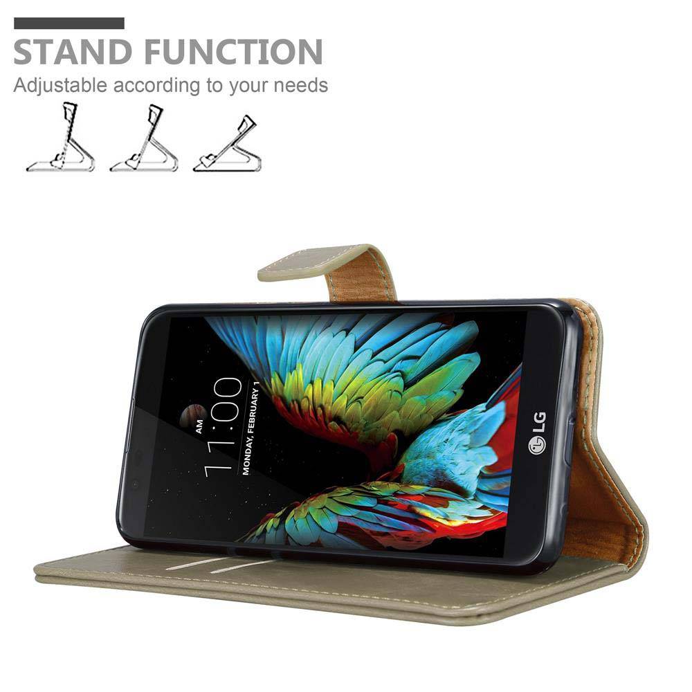 Cadorabo Hülle für LG K10 2016 Schutzhülle in Braun Handyhülle Book Tasche Case Etui Luxury