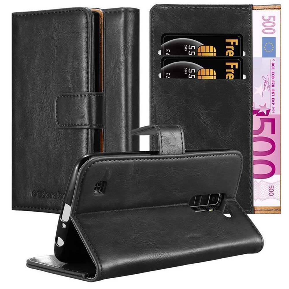 Cadorabo Hülle für LG K10 2016 Schutzhülle in Schwarz Handyhülle Book Tasche Case Etui Luxury