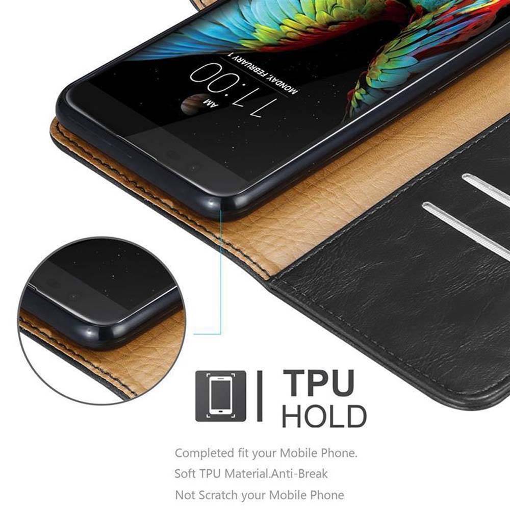Cadorabo Hülle für LG K10 2016 Schutzhülle in Schwarz Handyhülle Book Tasche Case Etui Luxury