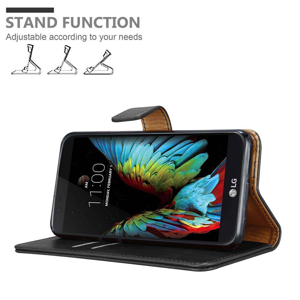 Cadorabo Hülle für LG K10 2016 Schutzhülle in Schwarz Handyhülle Book Tasche Case Etui Luxury