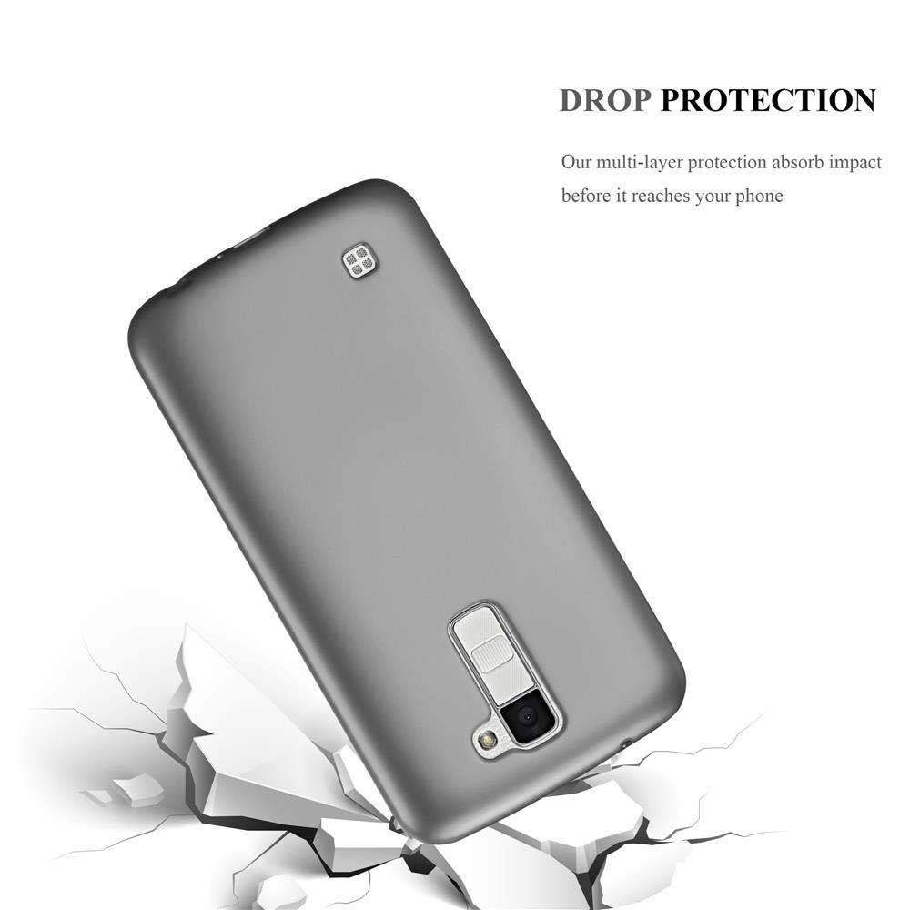 Cadorabo Schutzhülle für LG K10 2016 Hülle in Grau Handyhülle TPU Silikon Etui Cover Case